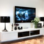 TV stand white with black