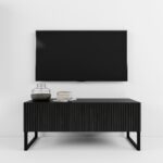 TV stand made of black slats