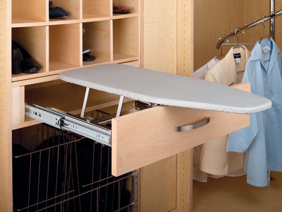 ironing board built into the wardrobe