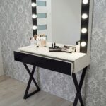 dressing table with black crossed legs