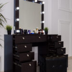 black dressing table with drawers