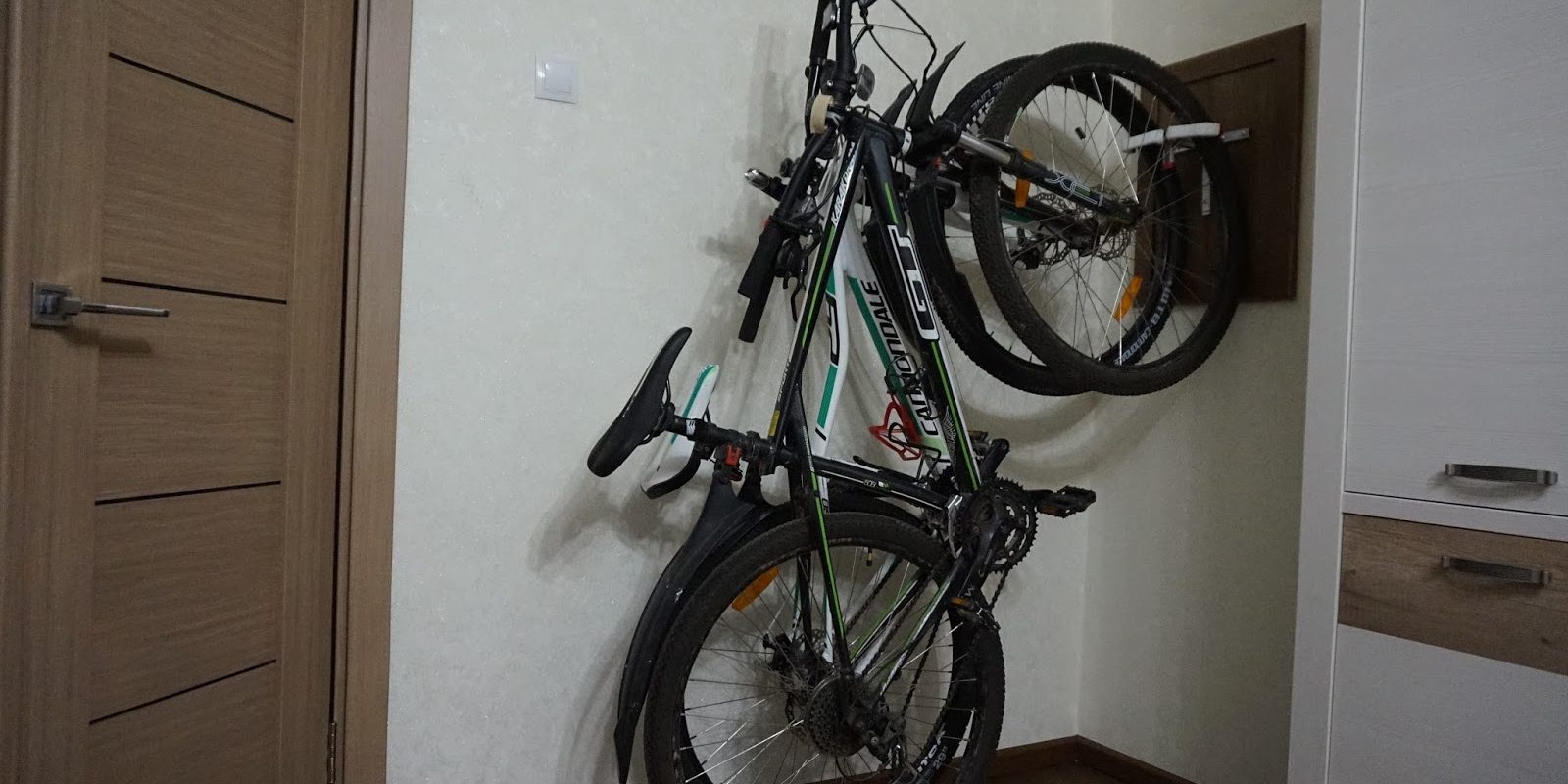 store the bike in the hallway on wheels