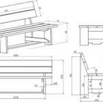 drawing of a bench made of wood