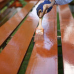 painting a bench made of wood