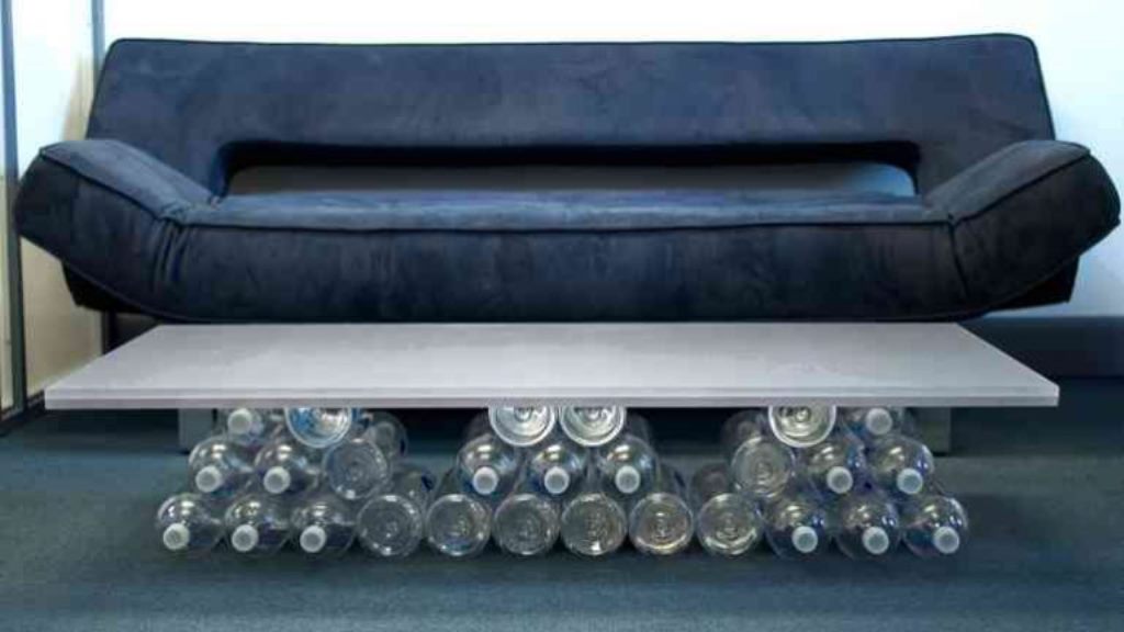 coffee table made of plastic bottles