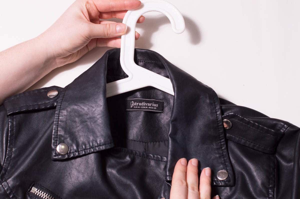 leather jacket on a hanger