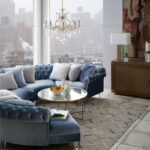 round blue sofa