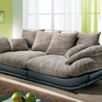 semicircular gray sofa