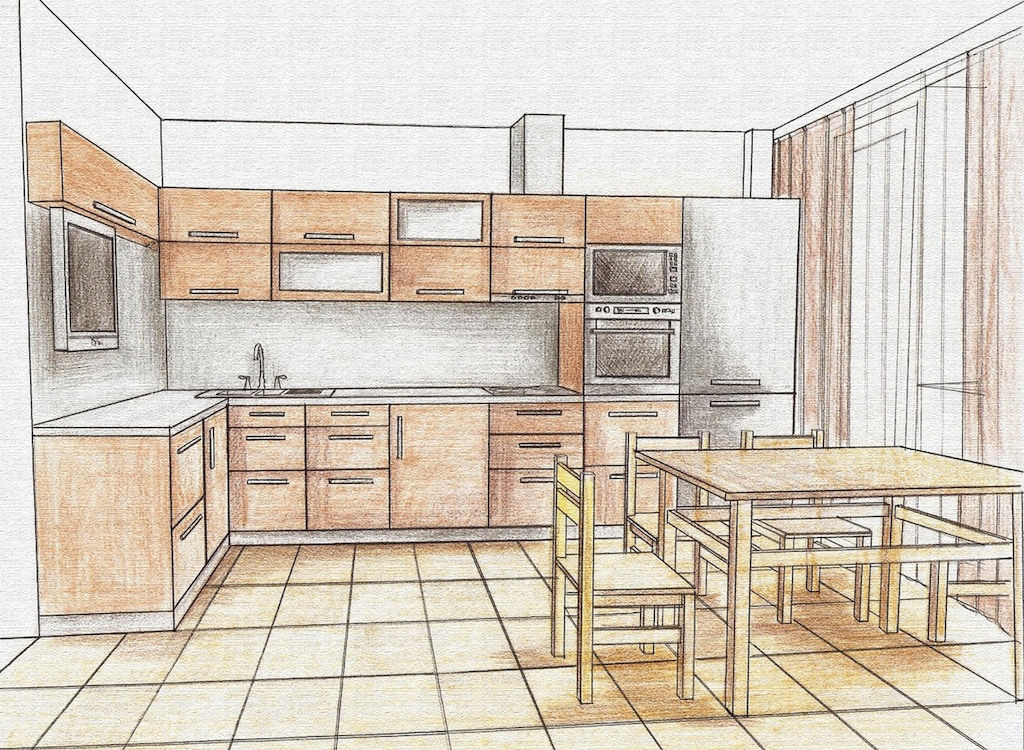 kitchen layout in pencil