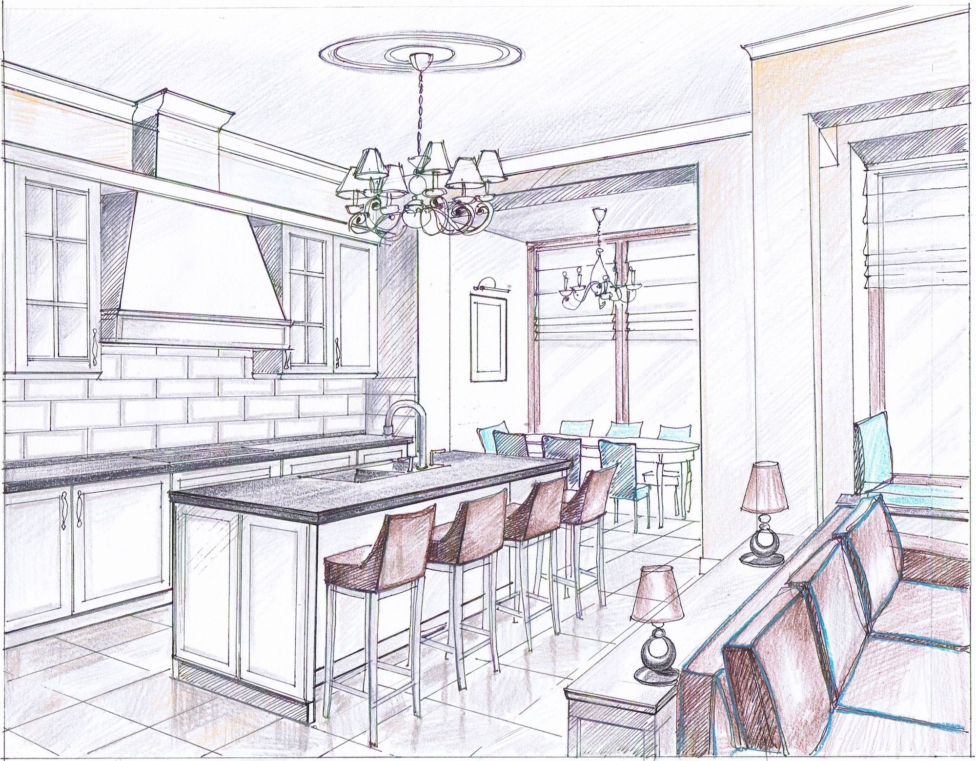 kitchen interior sketch