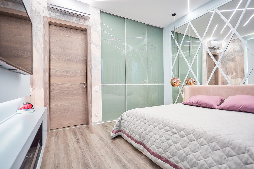 light glossy wardrobe in the bedroom