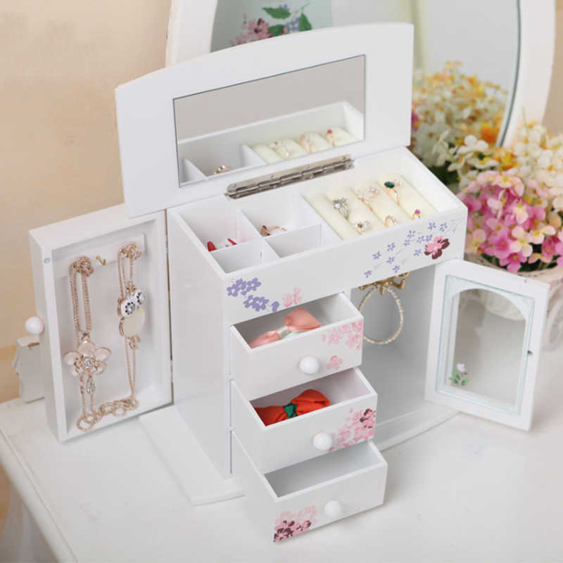 chest of drawers for cosmetics with hooks