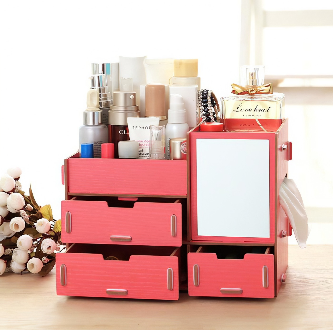 chest of drawers for cosmetics with mirror