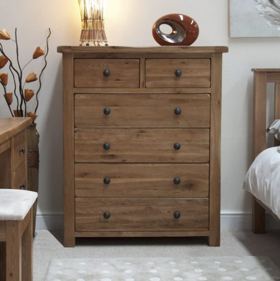 wooden chest of drawers in the bedroom