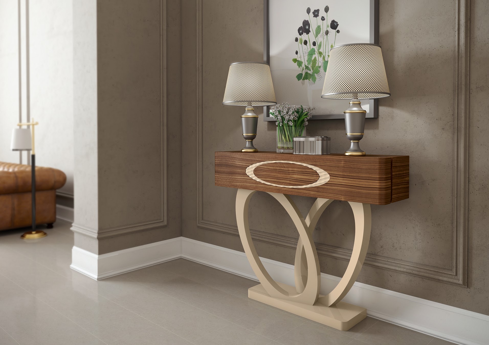 console table in the hallway