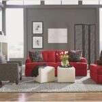 red sofa with dark