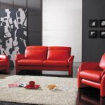 red sofa leather