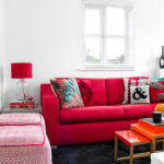 red sofa bright