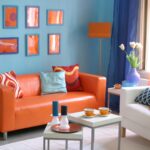 red sofa orange