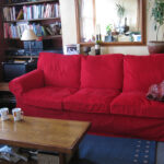 red velvet sofa