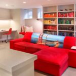 red sofa cozy