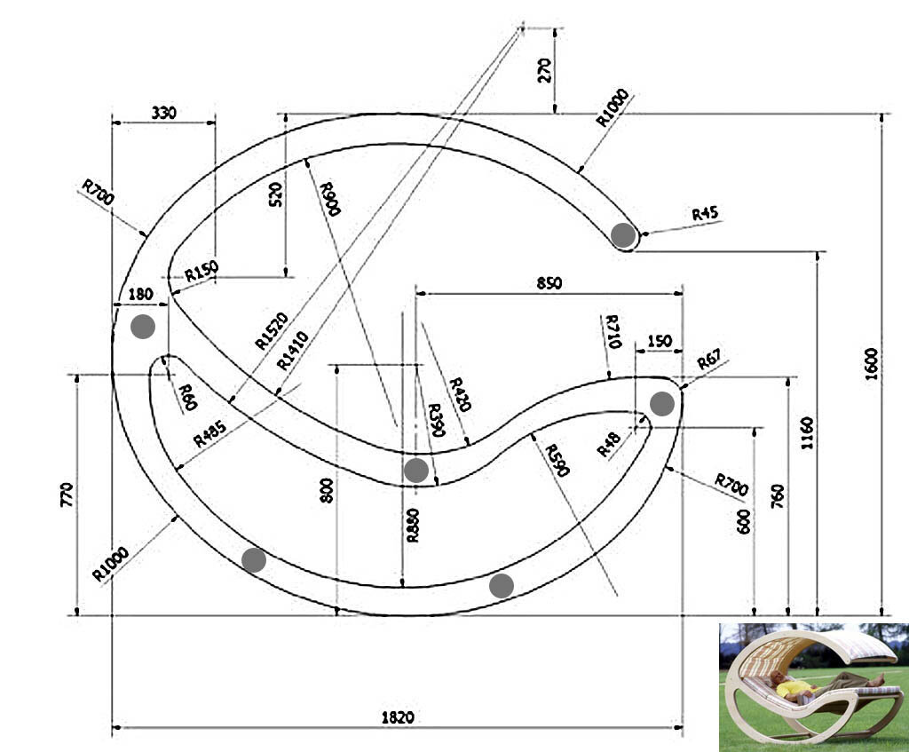 plan de fauteuil en contreplaqué