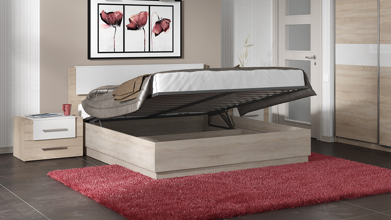 bed with lifting mechanism mdf