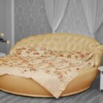 round bed white leather