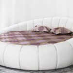 round leather bed