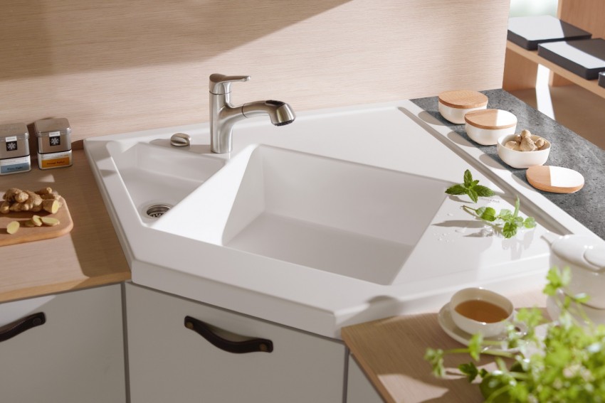 corner kitchen sink with cabinet