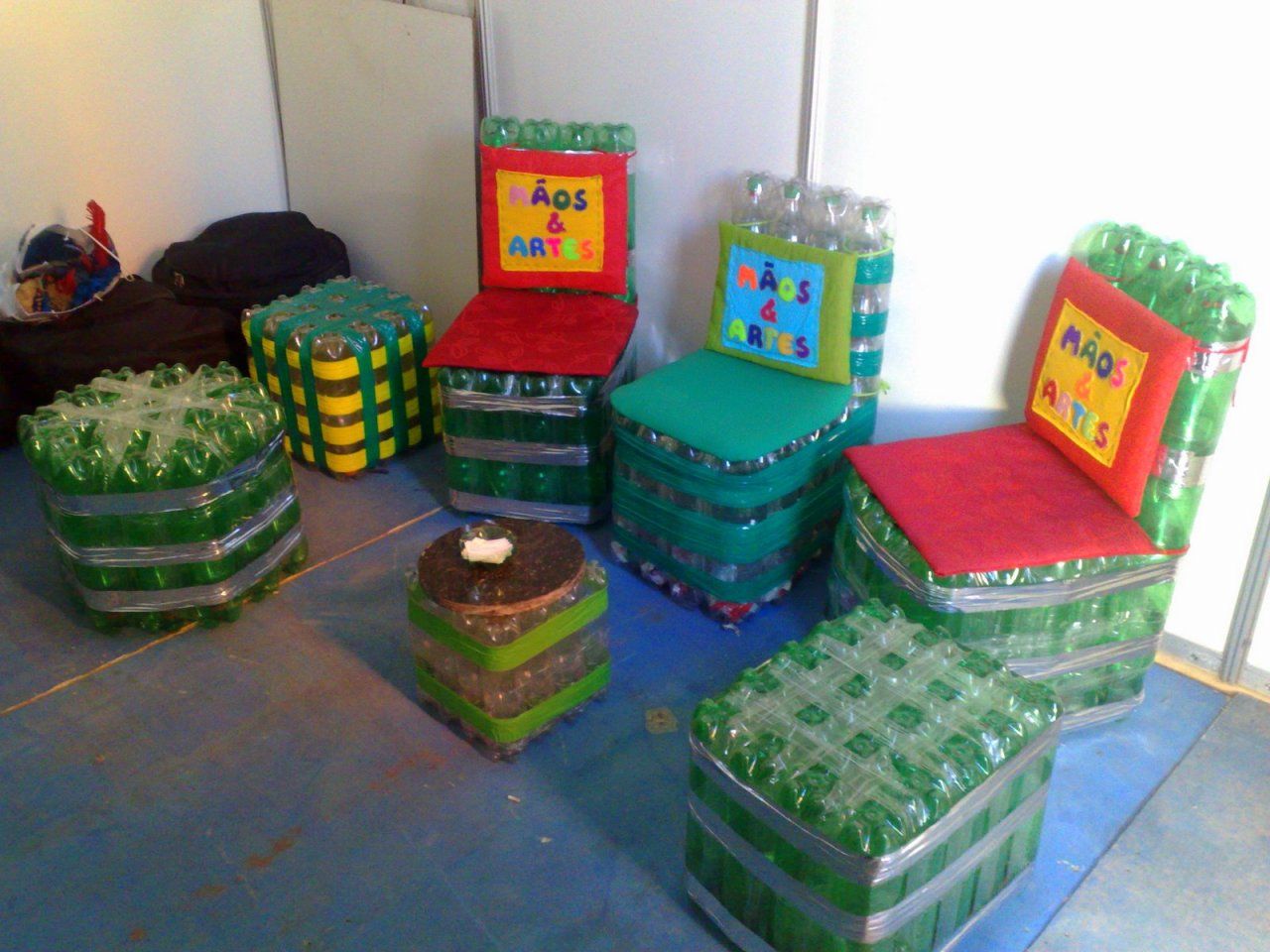 furniture from plastic bottles design photo