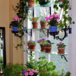 wrought iron shelf for flowers