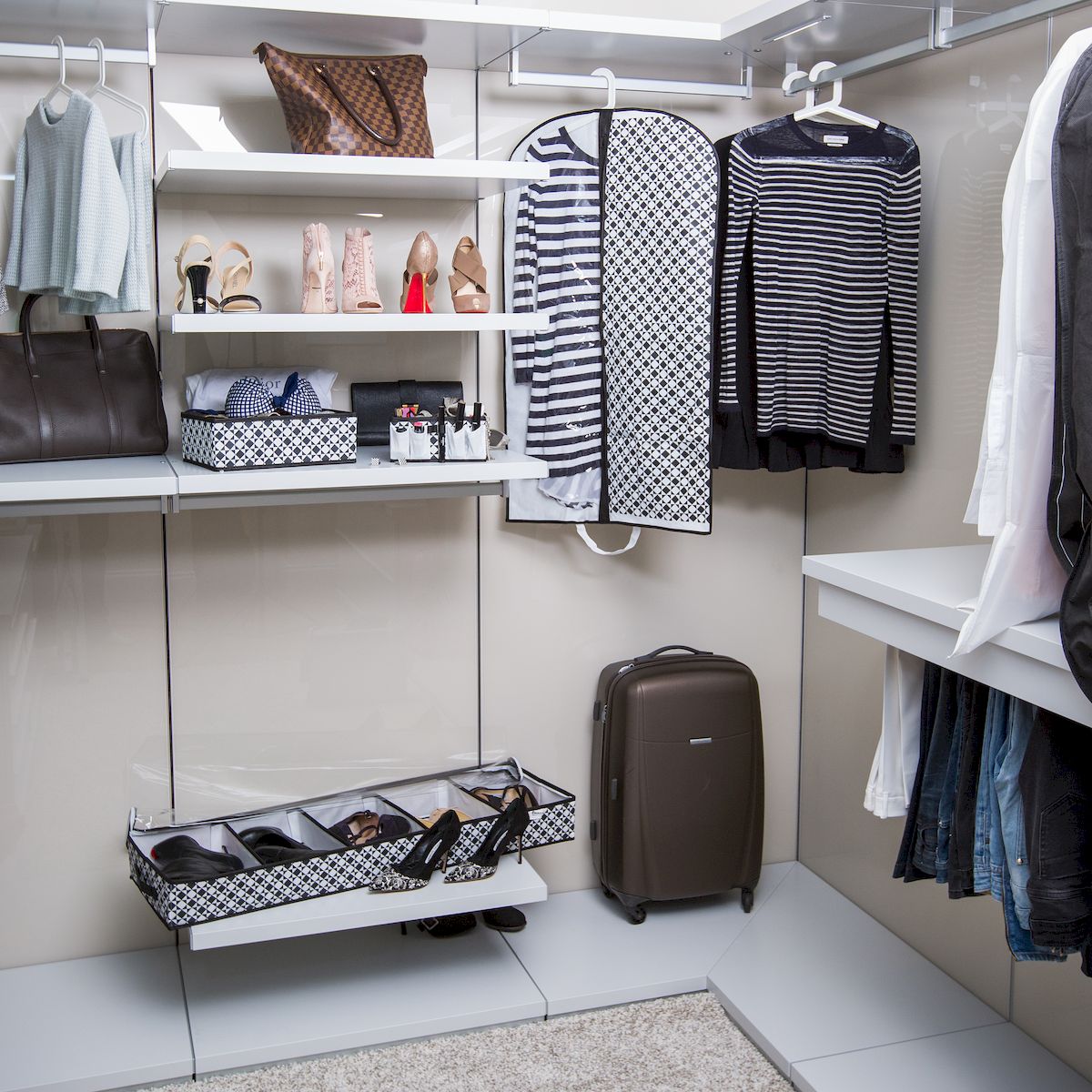 shelves for shoes in the dressing room