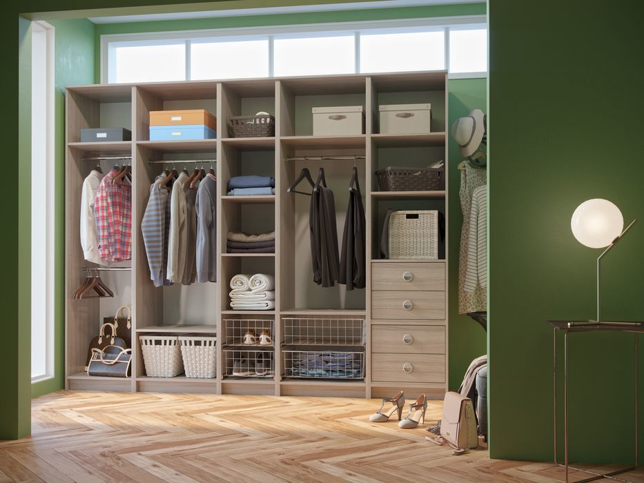 dressing room project with shelves