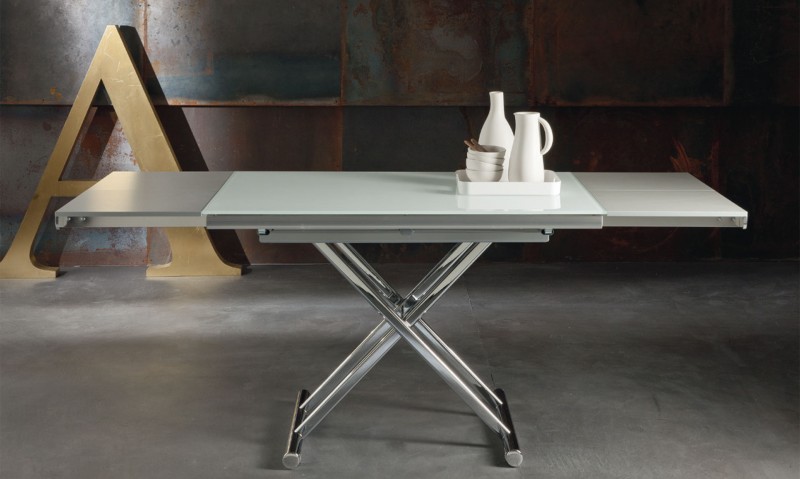 folding table on a metal base