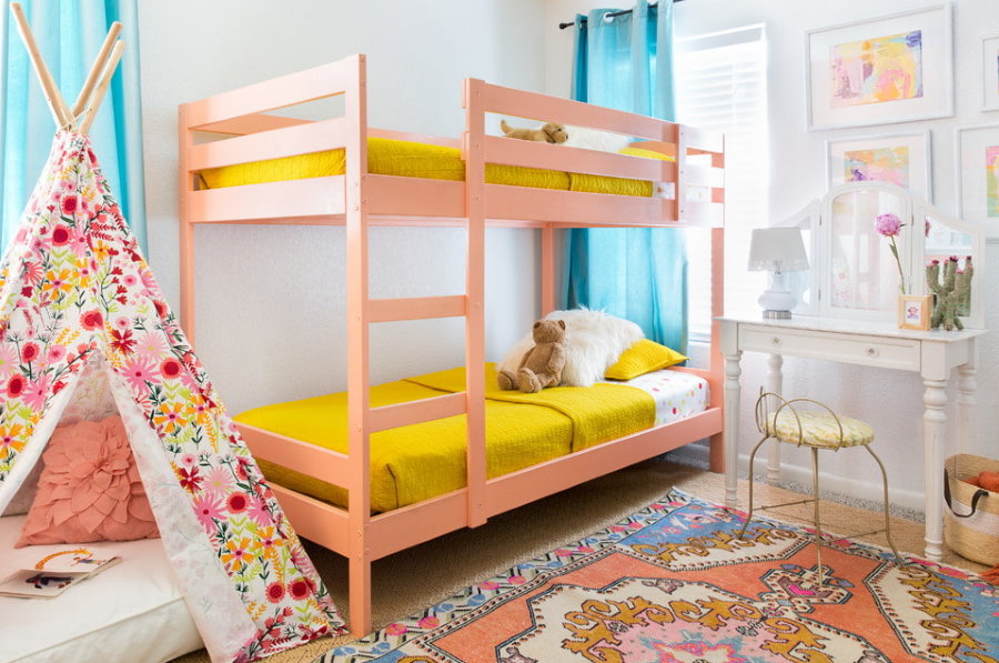 pink bunk bed