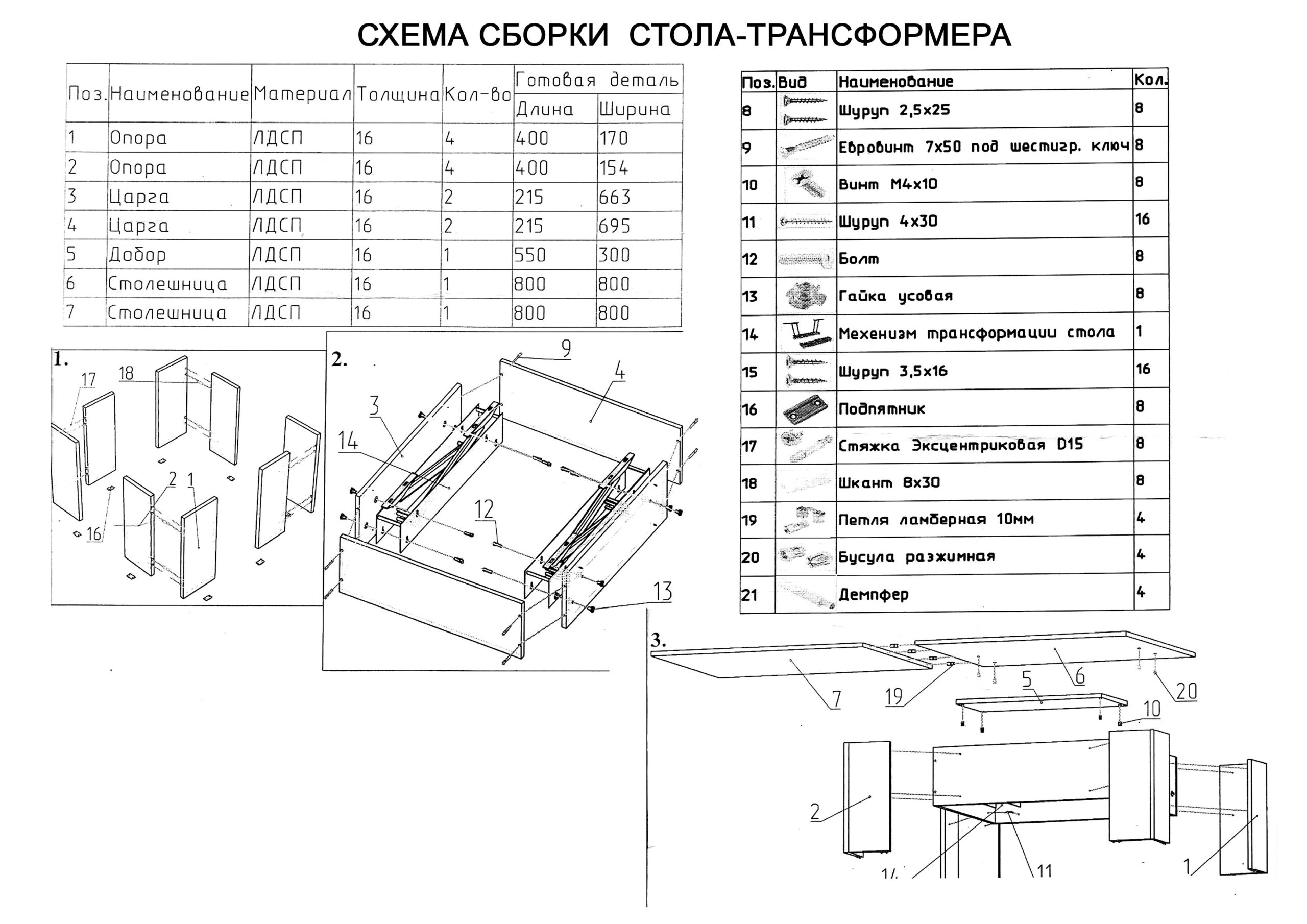 assembly of the transformer table