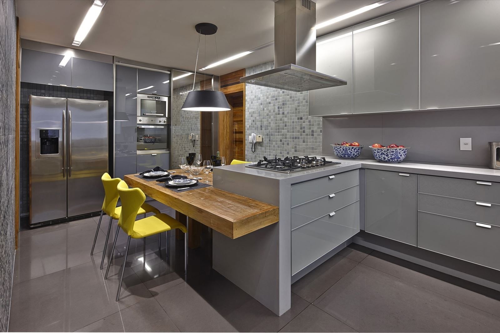 accent in gray kitchen