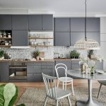 gray kitchen with table