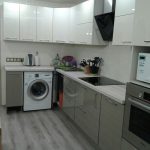 gray kitchen with washer