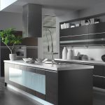 gray kitchen with island