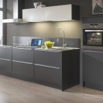 gray kitchen with laptop