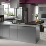 gray kitchen with bar counter