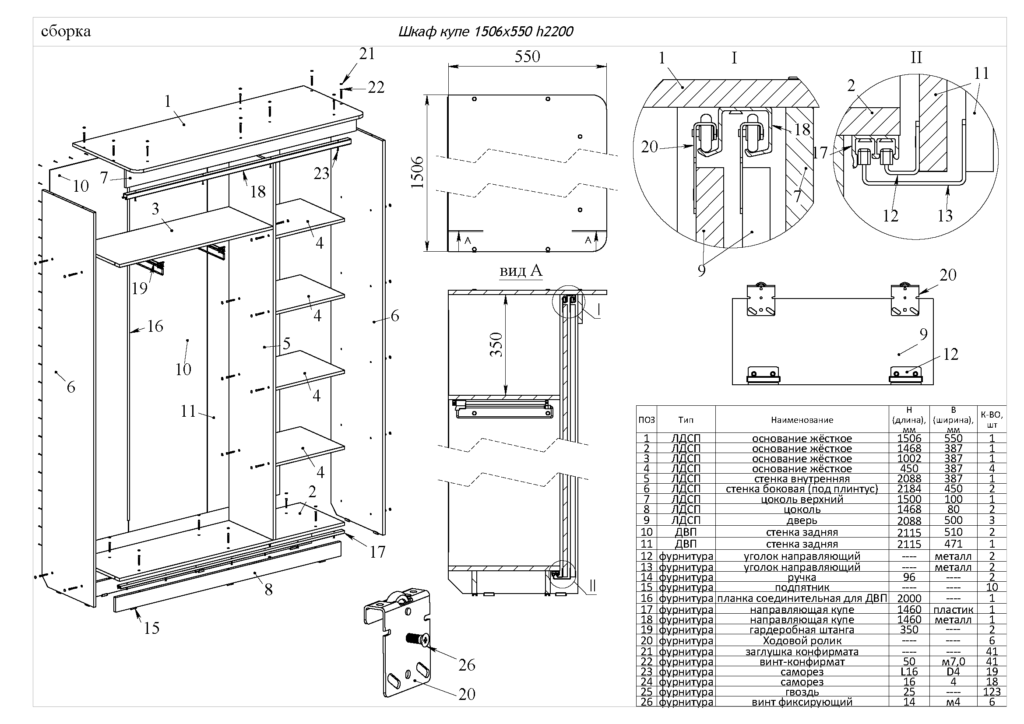 schéma de montage de garde-robe