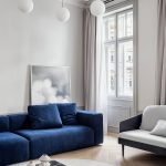 blue suede sofa