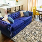 blue sofa with beige