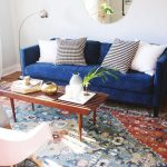 blue sofa with white