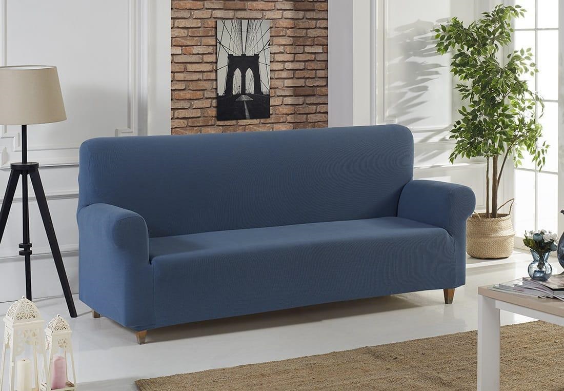 blue sofa in the living room