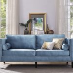 blue sofa with bird