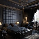 bedroom with black furniture in English style